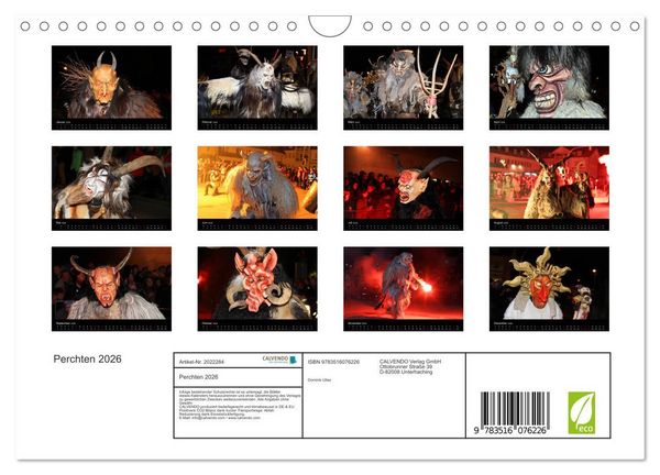 Produktbild: Perchten 2026 (Wandkalender 2026 DIN A4 quer), CALVENDO Monatskalender