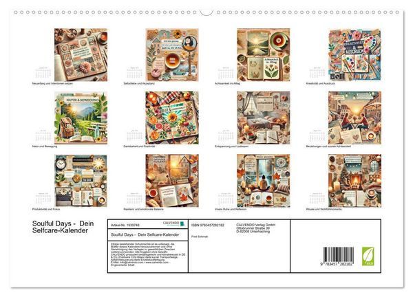 Produktbild: Soulful Days - Dein Selfcare-Kalender (hochwertiger Premium Wandkalender 2026 DIN A2 quer), Kunstdruck in Hochglanz