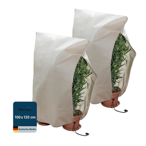 Produktbild: Pflanzenschutz-Vlies 100 x 120 cm, Beige, 2er Set, rei&szlig;festes Wintervlies f&uuml;r Pflanzen