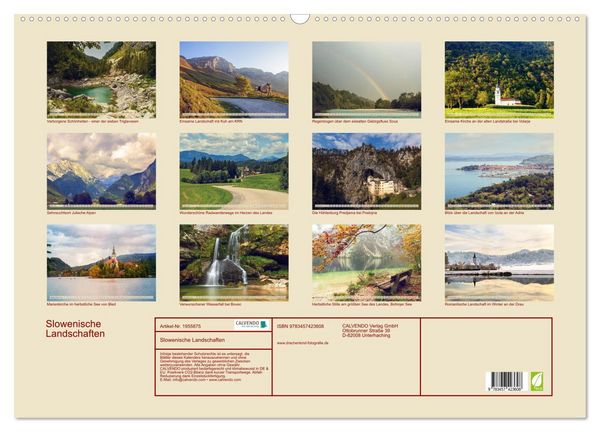 Produktbild: Slowenische Landschaften (Wandkalender 2026 DIN A2 quer), CALVENDO Monatskalender