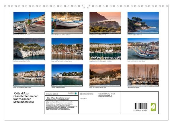 Produktbild: C&ocirc;te d&rsquo;Azur Glanzlichter an der franz&ouml;sischen Mittelmeerk&uuml;ste (Wandkalender 2027 DIN A3 quer), CALVENDO Monatskalender