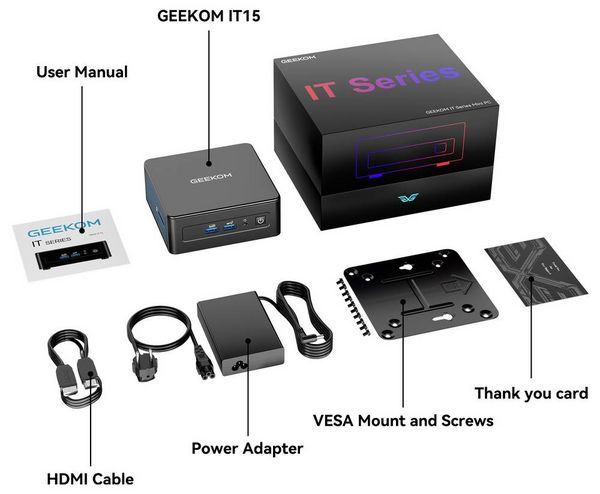 Produktbild: GEEKOM Mini PC IT15 Intel&reg; Core&trade; Ultra 9 (Series 2) Intel&reg; Core&trade; Ultra 9 Prozessor 285H 5.1GHz 32GB RAM 1TB SSD Intel Win 11 Pro