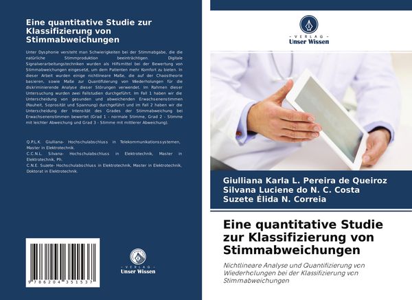 Produktbild: Eine quantitative Studie zur Klassifizierung von Stimmabweichungen