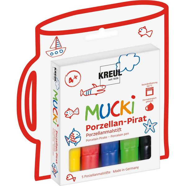 Produktbild: KREUL MUCKI Porzellan-Pirat Porzellanmalstift 5er Set