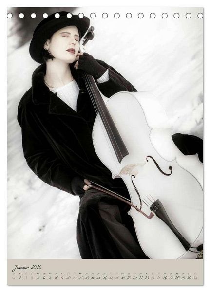 Produktbild: Wei&szlig;es Cello auf Reisen (Tischkalender 2026 DIN A5 hoch), CALVENDO Monatskalender