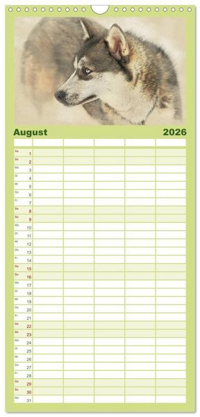 Produktbild: Familienplaner 2026 - Schlittenhunde 2026 mit 5 Spalten (Wandkalender, 21 x 45 cm) CALVENDO