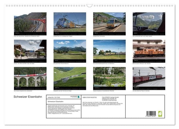 Produktbild: Schweizer Eisenbahn (Wandkalender 2026 DIN A2 quer), CALVENDO Monatskalender