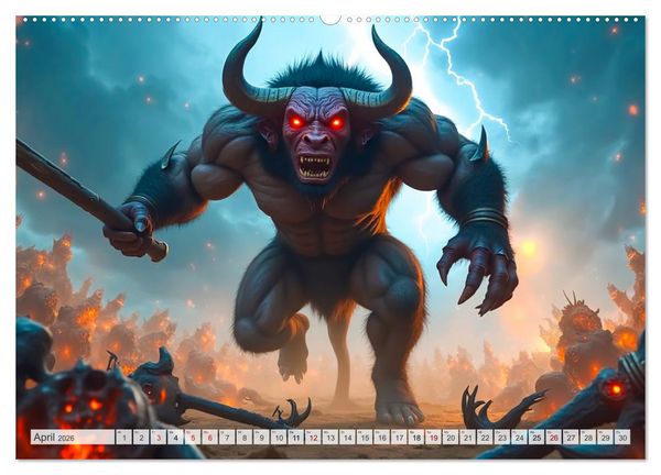 Produktbild: Hinduistische Mythologie - G&ouml;tter, Helden und Monster (Wandkalender 2026 DIN A2 quer), CALVENDO Monatskalender