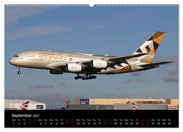 Produktbild: A380 SuperJumbo (High Quality Premium Wall Calendar 2027 DIN A2 landscape),CALVENDO 12 Month Wall Calendar