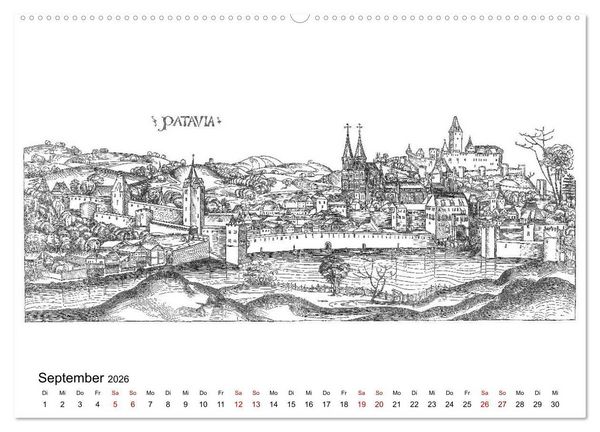Produktbild: Schedelsche Weltchronik Deutsche St&auml;dte 1493 (Wandkalender 2026 DIN A2 quer), CALVENDO Monatskalender