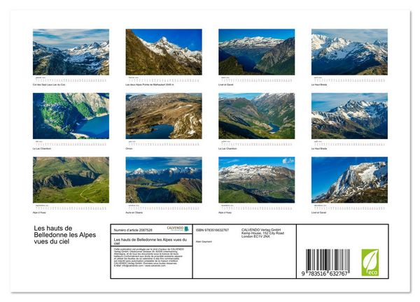 Produktbild: Les hauts de Belledonne les Alpes vues du ciel (Calendrier mural 2026 DIN A4 vertical), CALVENDO calendrier mensuel