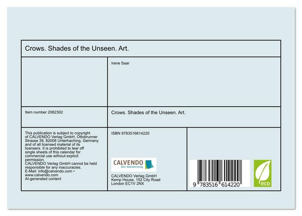 Produktbild: Crows. Shades of the Unseen. Art. (Desk Calendar 2026 DIN A5 landscape), CALVENDO 12 Month DeskCalendar