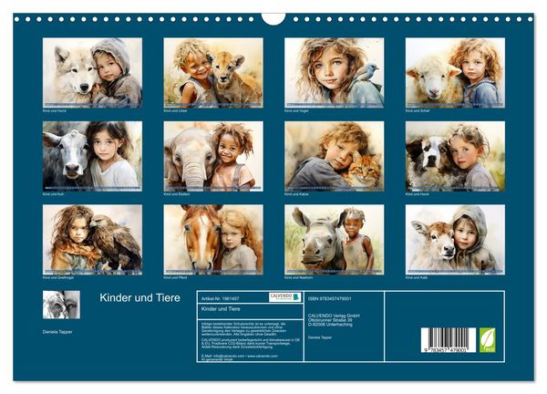 Produktbild: Kinder und Tiere (Wandkalender 2026 DIN A3 quer), CALVENDO Monatskalender
