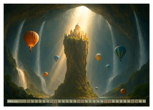 Produktbild: Ballonfahrt durch surreale Welten (hochwertiger Premium Wandkalender 2026 DIN A2 quer), Kunstdruck in Hochglanz