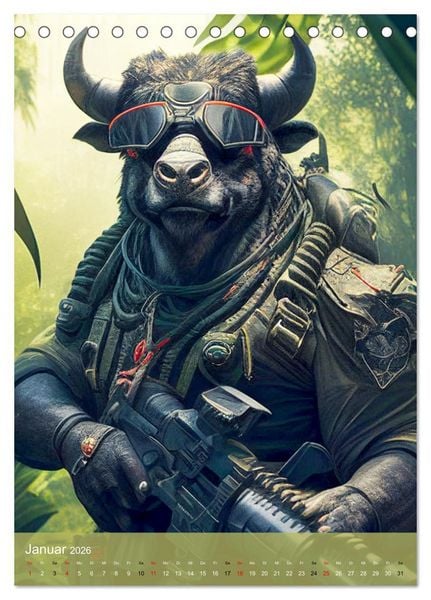 Produktbild: Tierische Krieger. Pelzige Soldaten im aktiven Dienst des Milit&auml;rs (Tischkalender 2026 DIN A5 hoch), CALVENDO Monatskalender
