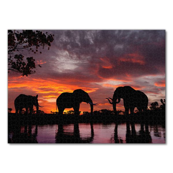 Produktbild: Lais Puzzle Elefanten im Sonnenuntergang an einem Fluss 1000 Teile