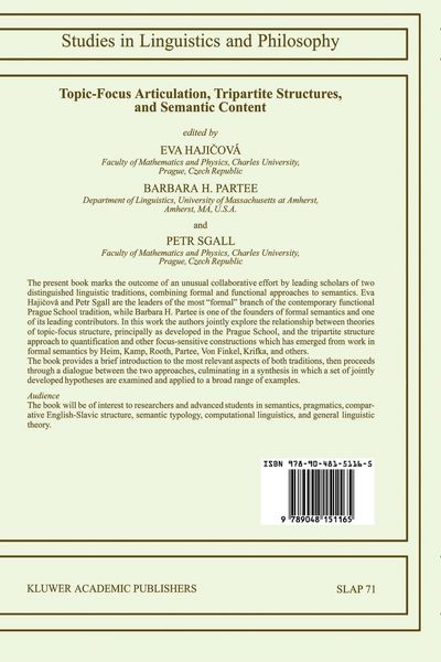 Produktbild: Topic-Focus Articulation, Tripartite Structures, and Semantic Content