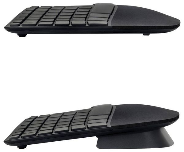Produktbild: Matias FK413PCD-DE Sculpted Ergonomic Rechargeable Keyboard Kabellos Tastatur Deutsch, QWERTZ Schwarz Ergonomisch