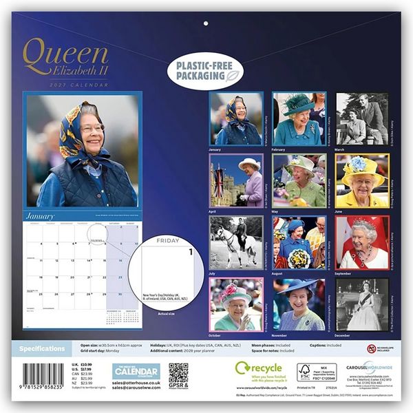 Produktbild: Queen Elisabeth II &ndash; K&ouml;nigin Elisabeth II 2027 &ndash; Wand-Kalender