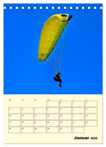 Produktbild: Paragliding - extrem aufregend (Tischkalender 2026 DIN A5 hoch), CALVENDO Monatskalender
