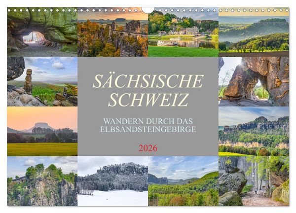 Produktbild: S&auml;chsische Schweiz - Wandern durch das Elbsandsteingebirge (Wandkalender 2026 DIN A3 quer), CALVENDO Monatskalender