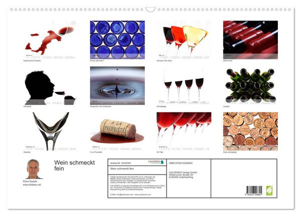 Produktbild: Wein schmeckt fein (Wandkalender 2026 DIN A2 quer), CALVENDO Monatskalender