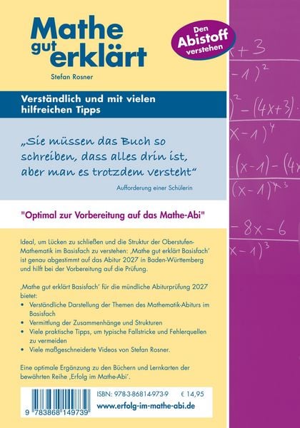 Produktbild: Mathe gut erkl&auml;rt 2027 Basisfach Baden-W&uuml;rttemberg Gymnasium