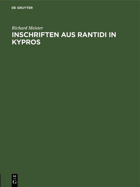 Produktbild: Inschriften aus Rantidi in Kypros