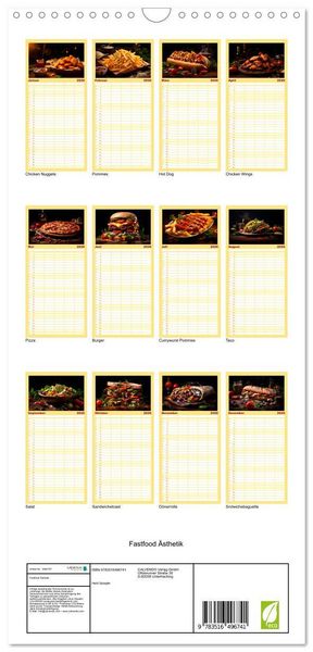 Produktbild: Familienplaner 2026 - Fastfood &Auml;sthetik mit 5 Spalten (Wandkalender, 21 x 45 cm) CALVENDO