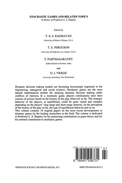 Produktbild: Stochastic Games And Related Topics