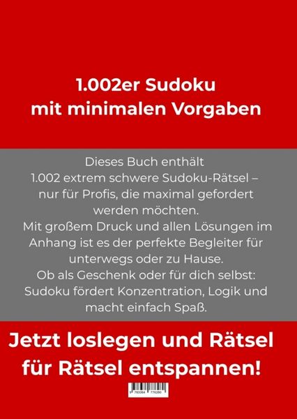 Produktbild: 1.002er Sudoku extrem schwer