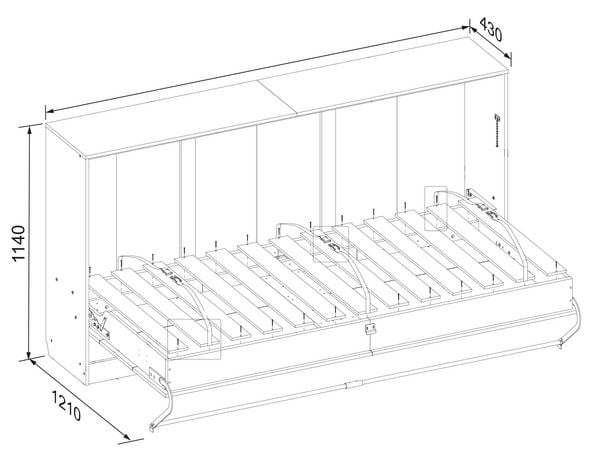 Produktbild: Schrankbett, Wandklappbett Lattenrost 90x200 cm