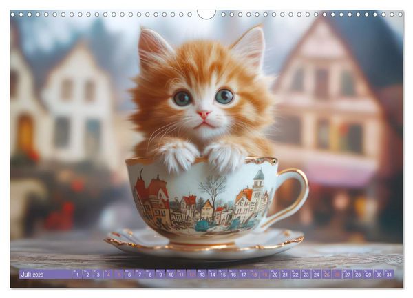Produktbild: Tiere in Teetassen (Wandkalender 2026 DIN A3 quer), CALVENDO Monatskalender