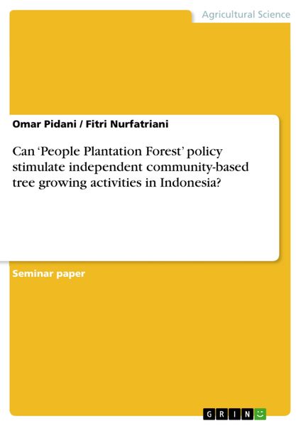 Produktbild: Can 'People Plantation Forest' policy stimulate independent community-based tree growing activities in Indonesia?