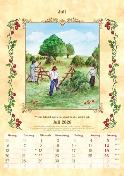 Produktbild: Bauernkalender 2025 - Bildkalender A3 (29,7x42 cm) - mit Feiertagen (DE/AT/CH) und Platz für Notizen - inkl. Bauernregeln - Wandkalender