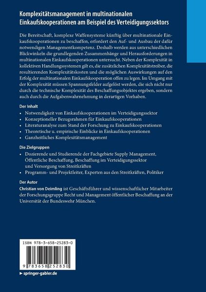 Produktbild: Komplexit&auml;tsmanagement in multinationalen Einkaufskooperationen am Beispiel des Verteidigungssektors