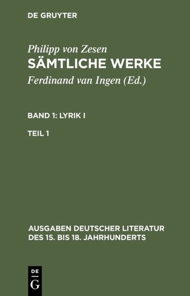 Produktbild: Lyrik I. Erster Teil