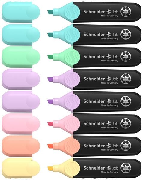 Produktbild: Schneider Textmarker Job Aktion 6+2 Karton-Etui pastell, 8er Set