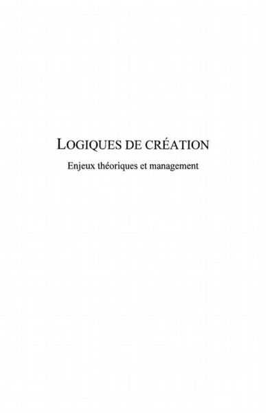 Produktbild: Logiques de creation: enjeux theoriques