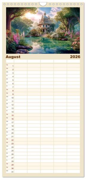 Produktbild: Familienplaner 2026 - Landschaft romantisch gesehen mit 5 Spalten (Wandkalender, 21 x 45 cm) CALVENDO
