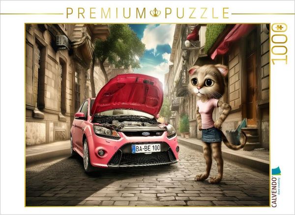 Produktbild: CALVENDO Puzzle Selbstbewusste Autofahrerin mit Panne | 1000 Teile Lege-Gr&ouml;&szlig;e 64x48cm Foto-Puzzle f&uuml;r gl&uuml;ckliche Stunden