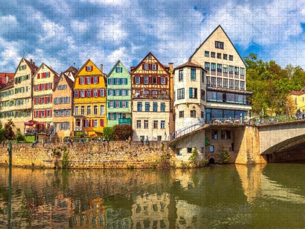 Produktbild: CALVENDO Puzzle Neckarmauer bei der Eberhardsbr&uuml;cke | 1000 Teile Lege-Gr&ouml;&szlig;e 64x48cm Foto-Puzzle f&uuml;r gl&uuml;ckliche Stunden