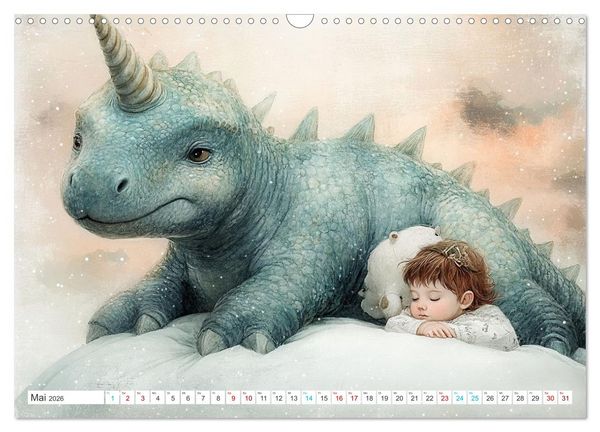 Produktbild: Dinozauber &ndash; Wenn Urzeitbewohner zu Freunden werden (Wandkalender 2026 DIN A3 quer), CALVENDO Monatskalender