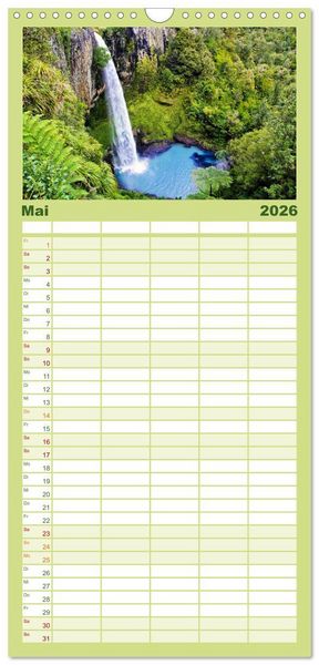 Produktbild: Familienplaner 2026 - Neuseeland - Die sch&ouml;nsten Orte am anderen Ende der Welt mit 5 Spalten (Wandkalender, 21 x 45 cm) CALVENDO