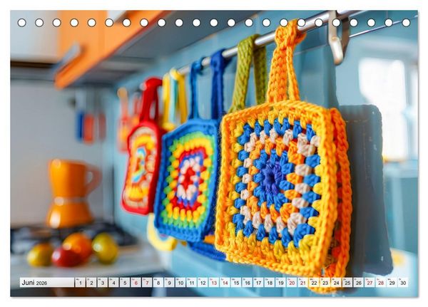 Produktbild: Granny Square Kunst - Ein Jahr voller kreativer H&auml;kelideen (Tischkalender 2026 DIN A5 quer), CALVENDO Monatskalender
