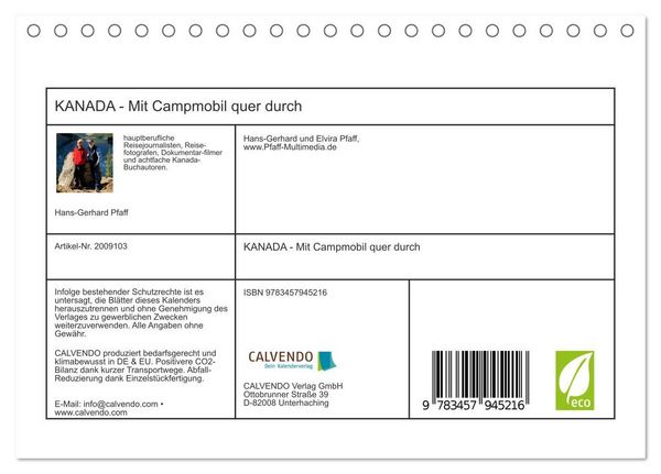 Produktbild: KANADA - Mit Campmobil quer durch (Tischkalender 2026 DIN A5 quer), CALVENDO Monatskalender