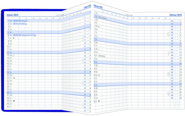 'Taschenplaner Leporello PVC türkis 2025 - Bürokalender 9,5x16 cm - 1 Monat auf 2 Seiten 