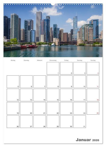 Produktbild: CHICAGO Terminplaner (hochwertiger Premium Wandkalender 2026 DIN A2 hoch), Kunstdruck in Hochglanz