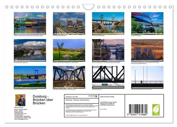 Produktbild: Duisburg - Br&uuml;cken &uuml;ber Br&uuml;cken (Wandkalender 2026 DIN A4 quer), CALVENDO Monatskalender