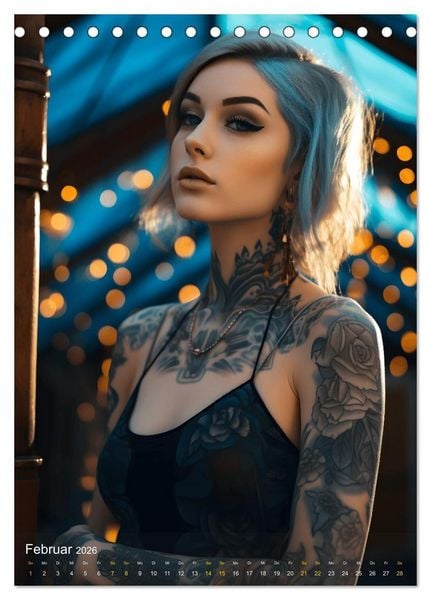 Produktbild: Tattoo Sch&ouml;nheiten - zw&ouml;lf Monate, zw&ouml;lf Frauen und jede Menge Tattoos (Tischkalender 2026 DIN A5 hoch), CALVENDO Monatskalender